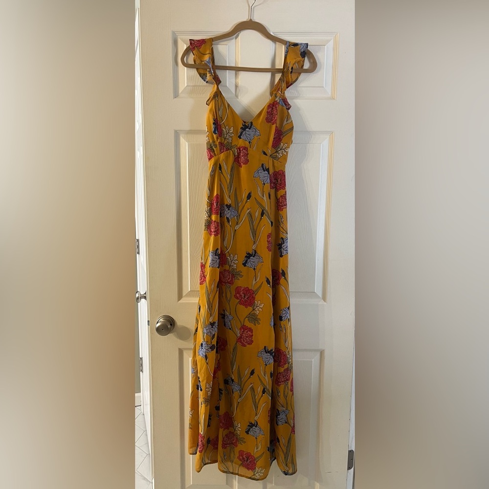 Japan Floral Yellow Maxi Dress
